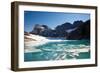 A Woman Stand Up Paddles (SUP) Among Floating Chunks Of Ice On Upper Grinell Lake-Ben Herndon-Framed Photographic Print