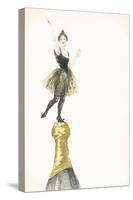 A Woman Standing on the Top of a Champagne Bottle-null-Stretched Canvas