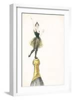 A Woman Standing on the Top of a Champagne Bottle-null-Framed Giclee Print