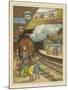 A Woman Standing with a Group of Children on a Platform at Portland Road Railway Station-Thomas Crane-Mounted Giclee Print