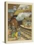 A Woman Standing with a Group of Children on a Platform at Portland Road Railway Station-Thomas Crane-Stretched Canvas