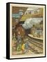 A Woman Standing with a Group of Children on a Platform at Portland Road Railway Station-Thomas Crane-Framed Stretched Canvas