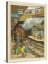 A Woman Standing with a Group of Children on a Platform at Portland Road Railway Station-Thomas Crane-Stretched Canvas