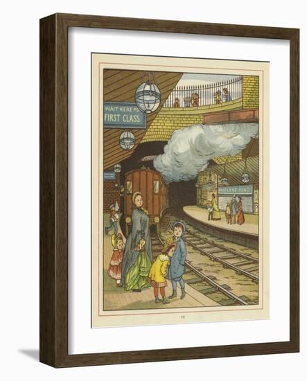 A Woman Standing with a Group of Children on a Platform at Portland Road Railway Station-Thomas Crane-Framed Giclee Print