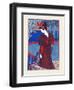 A Woman Stands Looking At Two Peacocks-Louis Rhead-Framed Art Print