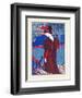 A Woman Stands Looking at Two Peacocks-Louis Rhead-Framed Art Print