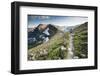 A Woman Trail Running High in Glacier National Park, Montana-Steven Gnam-Framed Photographic Print