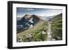 A Woman Trail Running High in Glacier National Park, Montana-Steven Gnam-Framed Photographic Print