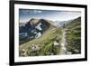 A Woman Trail Running High in Glacier National Park, Montana-Steven Gnam-Framed Photographic Print