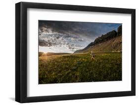 A Woman Trail Running in Glacier National Park, Montana-Steven Gnam-Framed Photographic Print