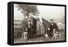 A Woman, Two Shepherds and Three Sheepdogs-null-Framed Stretched Canvas