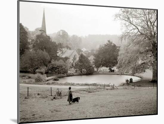 A Woman Walking Her Border Collie Dog in the Countryside-null-Mounted Premium Photographic Print