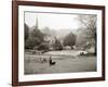 A Woman Walking Her Border Collie Dog in the Countryside-null-Framed Photographic Print