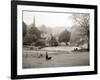 A Woman Walking Her Border Collie Dog in the Countryside-null-Framed Photographic Print