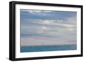 A Woman Walks across the Dunes in Brazil's Lencois Maranhenses National Park-Alex Saberi-Framed Photographic Print