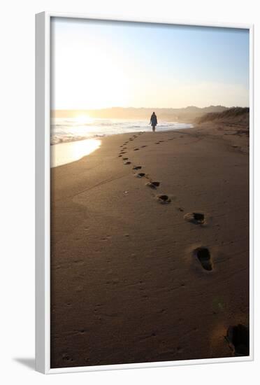 A Woman Walks Down A Secluded Beach On Sicily's Southern Coast-Erik Kruthoff-Framed Photographic Print