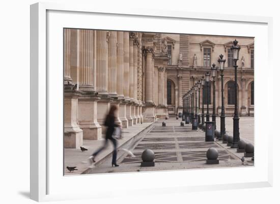 A Woman Walks Through the Louvre Museum in Paris, France, Europe-Julian Elliott-Framed Photographic Print