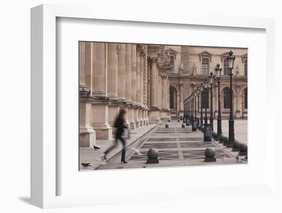 A Woman Walks Through the Louvre Museum in Paris, France, Europe-Julian Elliott-Framed Photographic Print