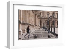 A Woman Walks Through the Louvre Museum in Paris, France, Europe-Julian Elliott-Framed Photographic Print