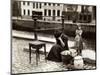 A Woman Weeps at the Roadside Beside Her Worldly Treasures, WWI, Antwerp, Belgium, August 1914-null-Mounted Photographic Print