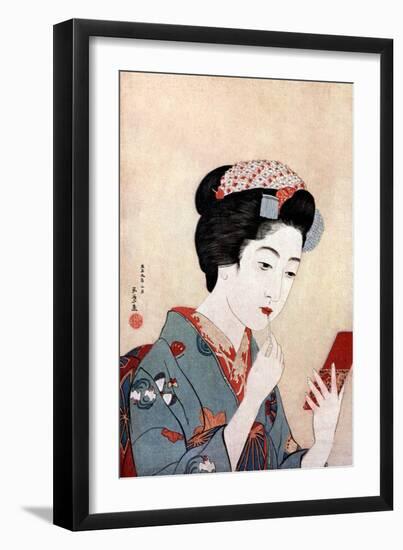 'A Woman with a Beni Brush', c1900-1921.Artist: Hashiguchi Goyo-Hashiguchi Goyo-Framed Giclee Print