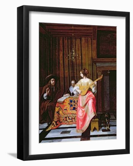 A Woman with a Cittern and a Singing Couple at a Table, C.1667-Pieter de Hooch-Framed Giclee Print