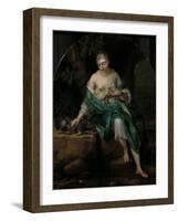 A Woman with a Dog-Herman van der Mijn-Framed Art Print