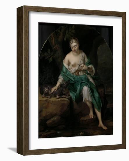 A Woman with a Dog-Herman van der Mijn-Framed Art Print