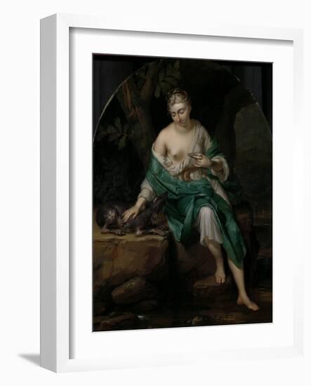 A Woman with a Dog-Herman van der Mijn-Framed Art Print