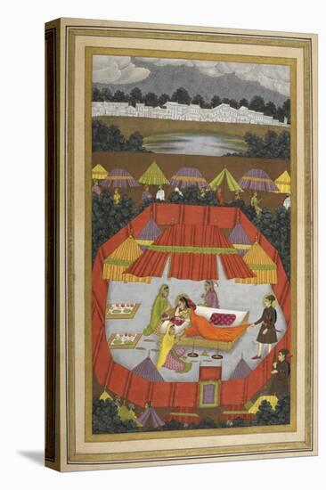 A Woman With Attendants Within an Encampment Of Tents.-Govardhan-Stretched Canvas