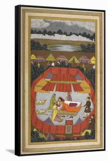 A Woman With Attendants Within an Encampment Of Tents.-Govardhan-Framed Stretched Canvas