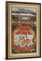 A Woman With Attendants Within an Encampment Of Tents.-Govardhan-Framed Giclee Print