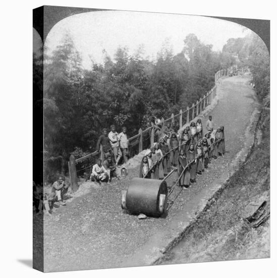 A Woman Work Team on the Darjeeling Highway, India, 1903-Underwood & Underwood-Stretched Canvas