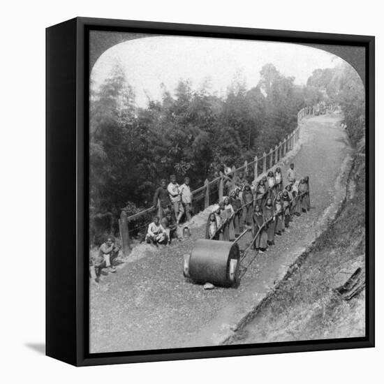 A Woman Work Team on the Darjeeling Highway, India, 1903-Underwood & Underwood-Framed Stretched Canvas