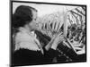 A Woman Working in a Silk and Rayon Mill, Burnley, Lancashire, Britain-Henry Grant-Mounted Photographic Print