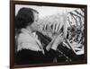 A Woman Working in a Silk and Rayon Mill, Burnley, Lancashire, Britain-Henry Grant-Framed Photographic Print