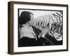 A Woman Working in a Silk and Rayon Mill, Burnley, Lancashire, Britain-Henry Grant-Framed Photographic Print