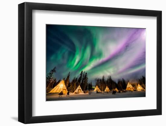 A Wonderful Night with Kp 5 Index Northern Lights at Aurora Village in Yellowknife.-Ken Phung-Framed Photographic Print