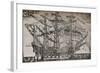 A woodcut of a ship which is believed to be The Ark Royal, c1587-Unknown-Framed Giclee Print