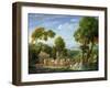 A Wooded Italianate Landscape with Nymphs Dancing, 1728 (Oil on Canvas)-Hendrik Van Lint-Framed Giclee Print