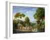 A Wooded Italianate Landscape with Nymphs Dancing, 1728 (Oil on Canvas)-Hendrik Van Lint-Framed Giclee Print