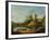 A Wooded Italianate River Landscape with Peasants in a Barge and a Bridge Beyond-William Marlow-Framed Giclee Print