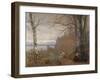 A Wooded lake Landscape with Figures seated on a Bench-Anders Andersen-Lundby-Framed Giclee Print