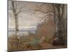 A Wooded lake Landscape with Figures seated on a Bench-Anders Andersen-Lundby-Mounted Giclee Print