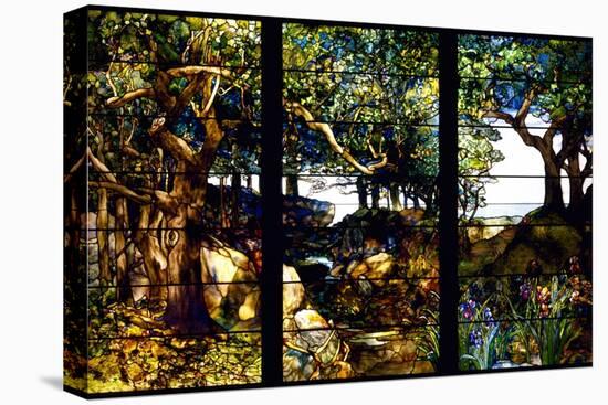 A Wooded Landscape in Three Panels-Louis Comfort Tiffany-Stretched Canvas