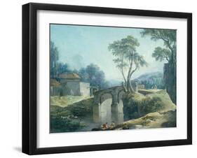 A Wooded Landscape with a Bridge over a River-Francois Boucher-Framed Giclee Print