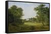 A Wooded Landscape with a Castle-Frederik Christian Kiaerskou-Framed Stretched Canvas