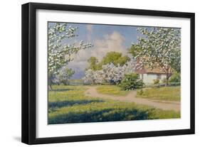 A Wooded Landscape with a Cottage in Spring, 1922-Johan Krouthen-Framed Giclee Print