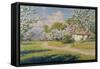 A Wooded Landscape with a Cottage in Spring, 1922-Johan Krouthen-Framed Stretched Canvas