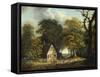 A Wooded Landscape with a Drover and Cattle by a Cottage-Dominic Serres-Framed Stretched Canvas